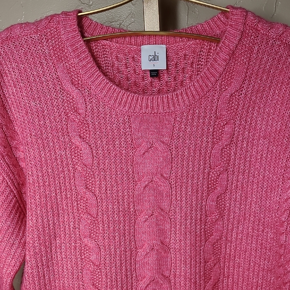 Cabi Vibrant Pink Cable Knit Sweater‎ - Picture 3 of 14